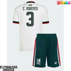 Mexiko Cesar Montes #3 Dětské Venkovní dres komplet MS 2026 Krátký Rukáv (+ trenýrky)